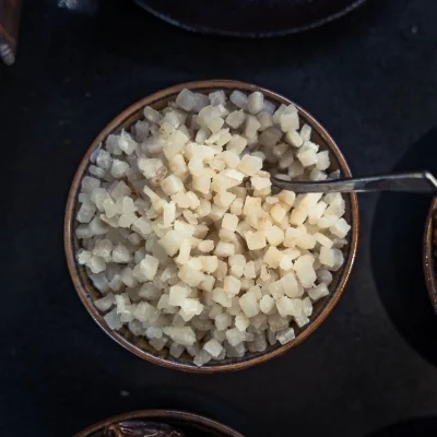 Bowl of candied fruits at the breakfast buffet at Hôtel Villa Berlioz Lyon